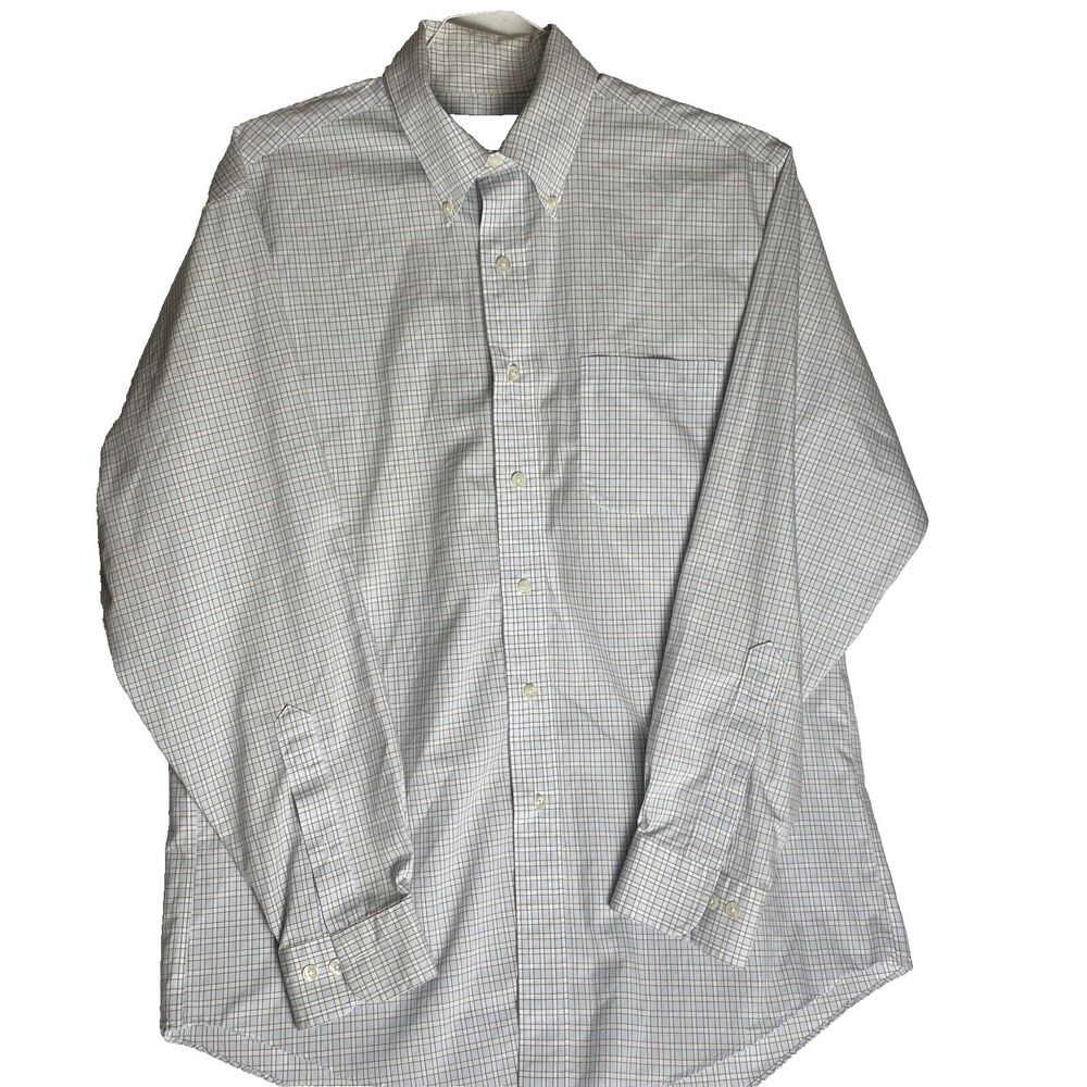 Brooks Brothers Dress Shirt Mens Medium Blue Button Up Cotton Non Iron Preppy